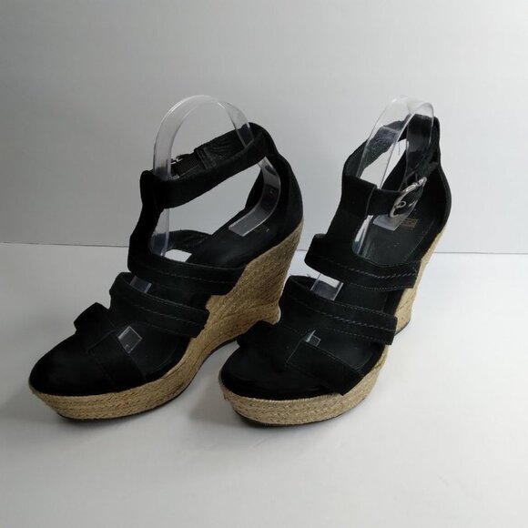 UGG LAURI 1000403 Black Suede Wedges Platform size 9 - Picture 4 of 14